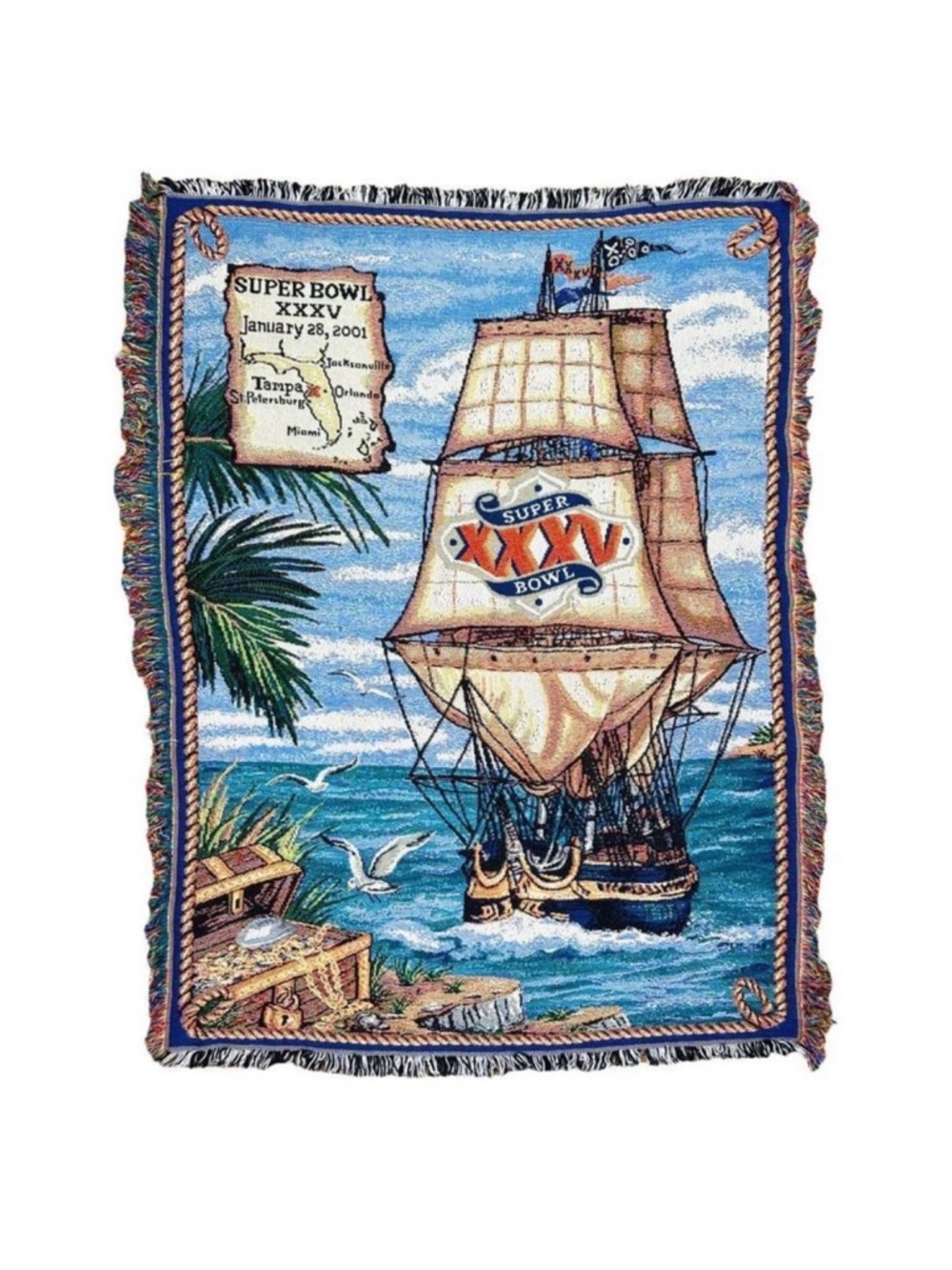 Vintage The Northwest Company Super Bowl XXXV Tapestry Throw Blanket